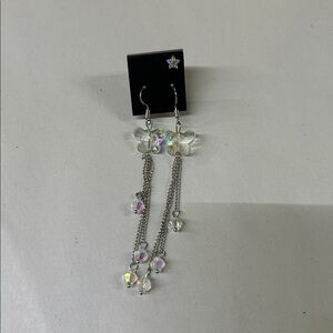 Iridescent Dangle Earrings with Star Stud